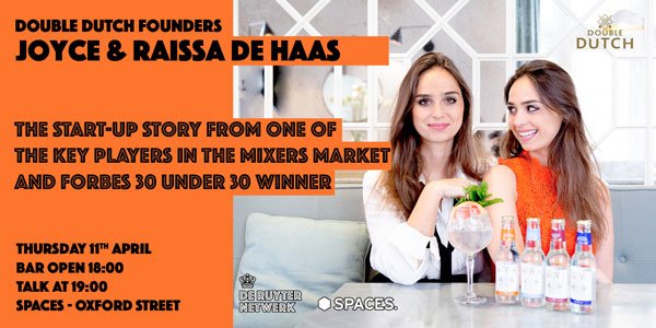 De Ruyter with drinks and mixer #startup Double Dutch Drinks. <a href="/DoubleDutchMix/">Double Dutch Drinks</a> 

Thu. 11 April from 18:00, Spaces Oxford Street <a href="/spacesworks/">Spaces</a>

bit.ly/2IbVah0