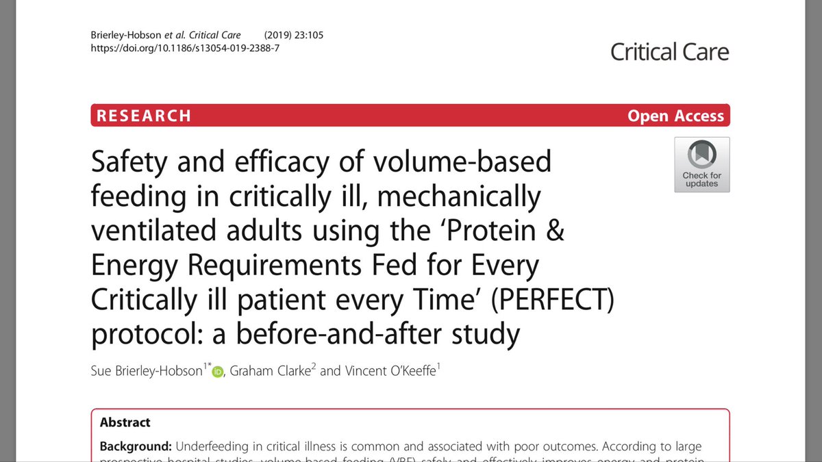 brierley_sue's tweet photo. Super excited to share my newly published work! https://t.co/7w0P1JDGS0
For non-critical care folk, hereโs a brief thread on what we did, why & what we found.
What? We put nurse-led processes in place to ensure critically ill, ventilated patients met prescribed energy & protein https://t.co/2sxXs92OqO