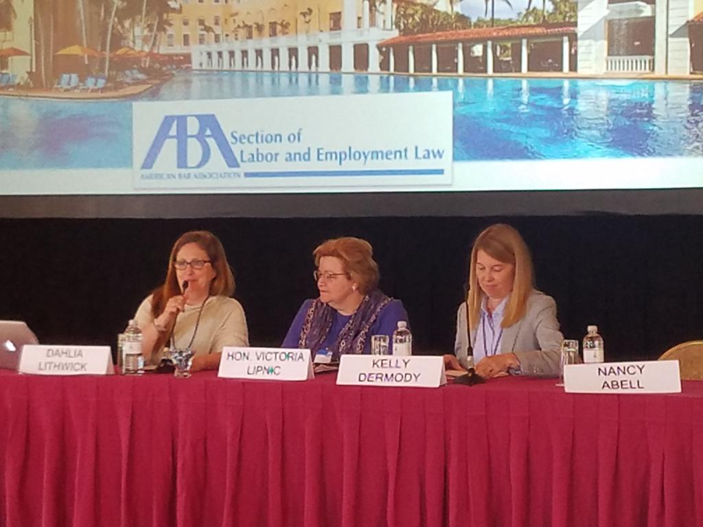 JenLSabourin's tweet photo. Great panel on #GenderEquality in today's #MeToo world with #EEOC Acting Chair Lipnic, @Newsweek's @Dahlialithwick, and Kelly Dermody. @abalel #abalel #abayld #abalsd #EmploymentLaw #HR https://t.co/HhBfkc5Yz0