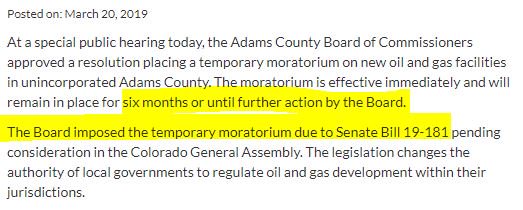 ICYMI, this is regulatory certainty under #SB181 
<a href="/SteveFenberg/">Steve Fenberg</a>: This bill won't stop industry overnight
<a href="/bouldercounty/">BoulderCounty</a>: April COGCC meetings are cancelled 
@aurorasentinel: Suspend all oil drilling permits in Aurora
<a href="/adamscountygov/">Adams County Government</a>: Already did that 2 wks ago
#copolitics #coleg