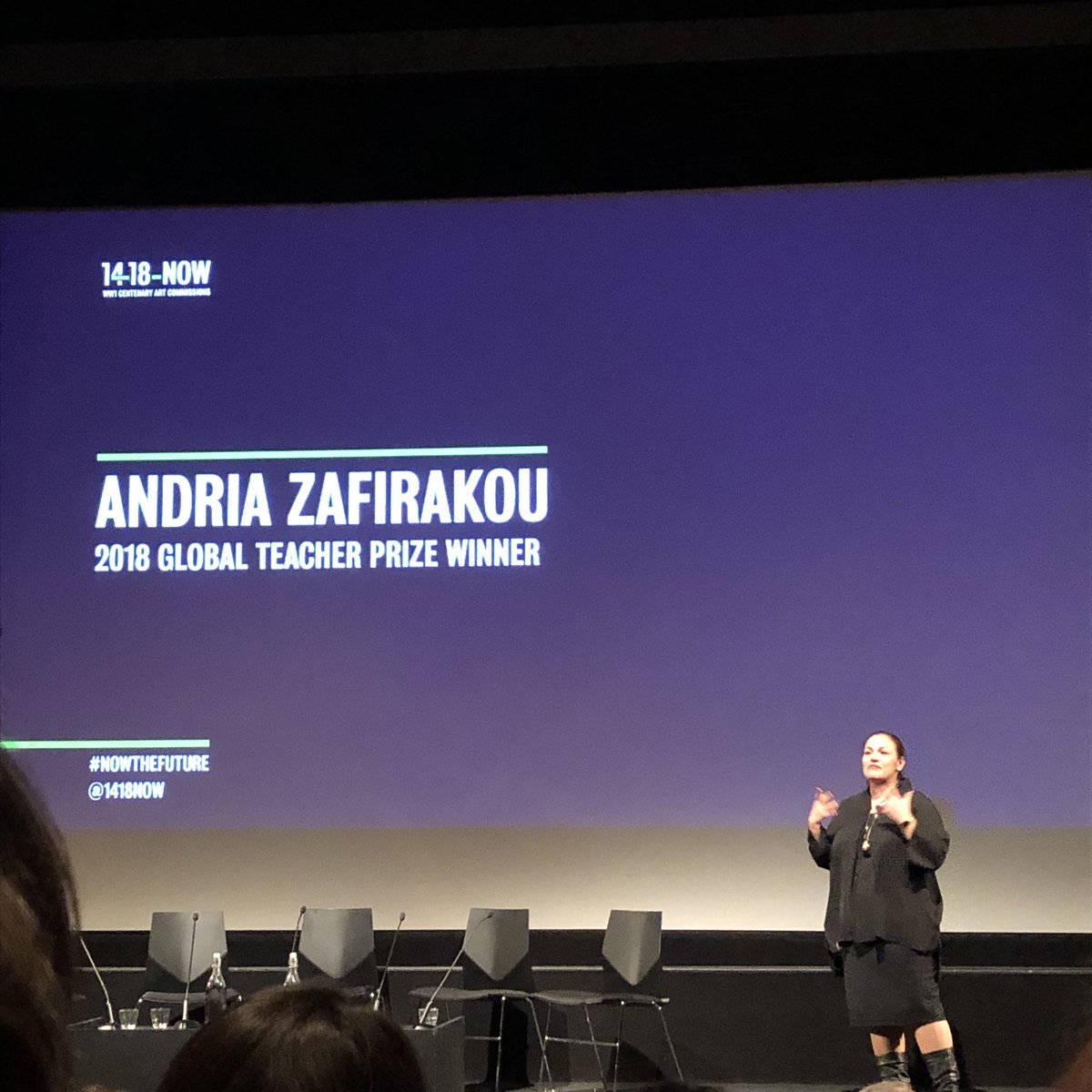 thepagey's tweet photo. This afternoon I was utterly inspired. @Andriazaf on the critical role of the arts in our future and the threats they face. @debrisstevenson with an incredibly emotional performance - grime and her journey through spoken word. Incredible. #NowTheFuture https://t.co/eC80yy6T1p