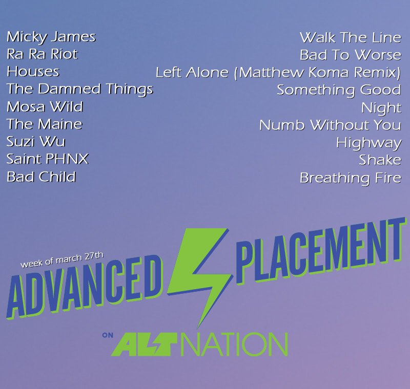 altnation's tweet photo. get ready for the debut of this week's Advanced Placement (7pET) on @altnation by checking in on last week's playlist here 👇 https://t.co/29fSJsx6Yr