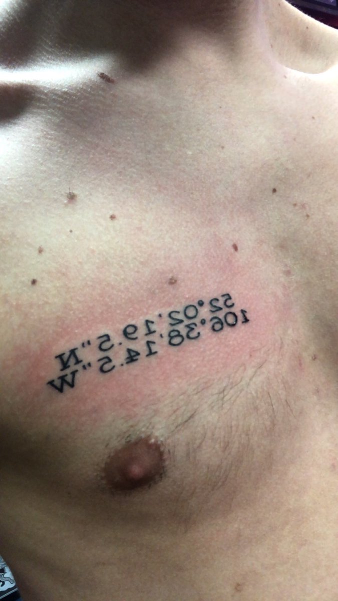 ASHLDekes's tweet photo. Would you look at that, @AEhrmantraut got another tat and drew inspiration from his favourite place to be...

The coordinates are:
Canlan Jemini Arena 
-where the Dekes play!!!!! 

This guy truly lives and breathes Dekes hockey by holding it close to his heart forever!!! #Freke https://t.co/KIu6a5j4u8