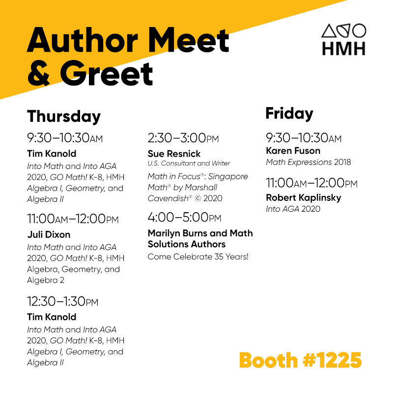 CymVan's tweet photo. Don't leave #NCTMSD2019 without meeting with our HMH authors! #TheLearningCompany https://t.co/lbj3AkLNNb