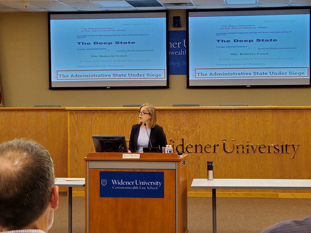 Gillian Metzger of @ColumbiaLaw presenting 1930s Redux: The Administrative State Under Siege at our annual #Gedidlecture @widenerLG #livetweet #lawandgovernment #administrativelaw #lawschool