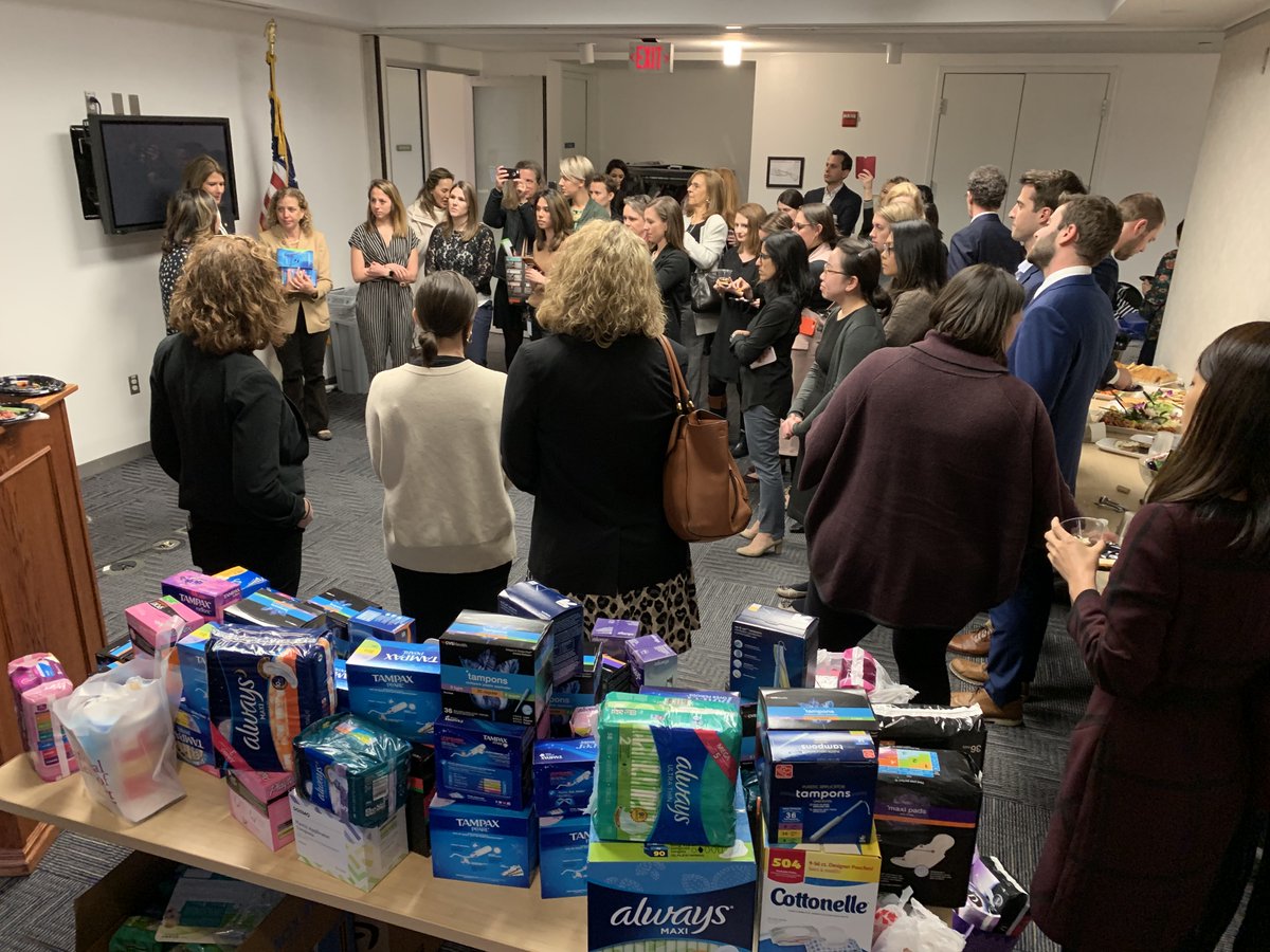 Grace4NY's tweet photo. Great turnout at yesterday's Period Product Drive! Thanks to everyone who came &amp; donated, including my colleagues @CheriBustos, @LaCongresista, @McGovernMA, @KarenBassTweets, @DWStweets, @JahanaHayesCT, @RajaForCongress, @JuliaBrownley, @mlfudge, @latrahan, &amp; Suzanne Bonamici https://t.co/hZdCCp1LSF