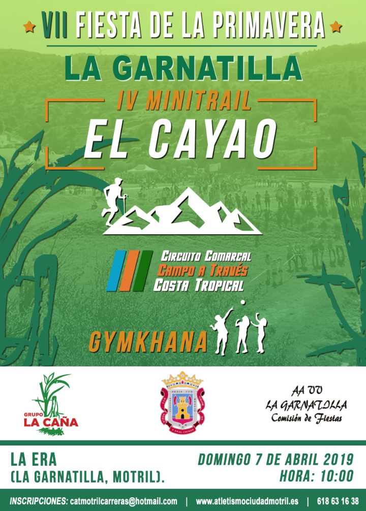 Una espectacular jornada para disfrutar del deporte y la naturaleza en familia!! 🏃🏽‍♂️🏃🏽‍♀️
- Trail El Cayao
- Gymkhana
- Tiro con arco, tirolina, talleres

<a href="/MotrilTurismo/">Motril Turismo</a> <a href="/losMotriles/">Motril tropical</a> <a href="/motrildigital/">Motril Digital</a> <a href="/Motril__Digital/">Motril Digital</a>