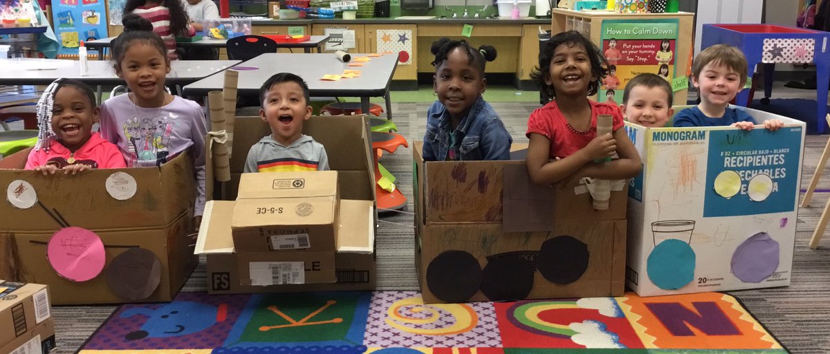 How much fun to be interested in trains, wonder what it would take to make a train, come up with a list of supplies that you would need, ask your teacher for the supplies and actually plan and create that train all on your own! You can see the joy! #earlyedSMSD  #ShawanoePROUD