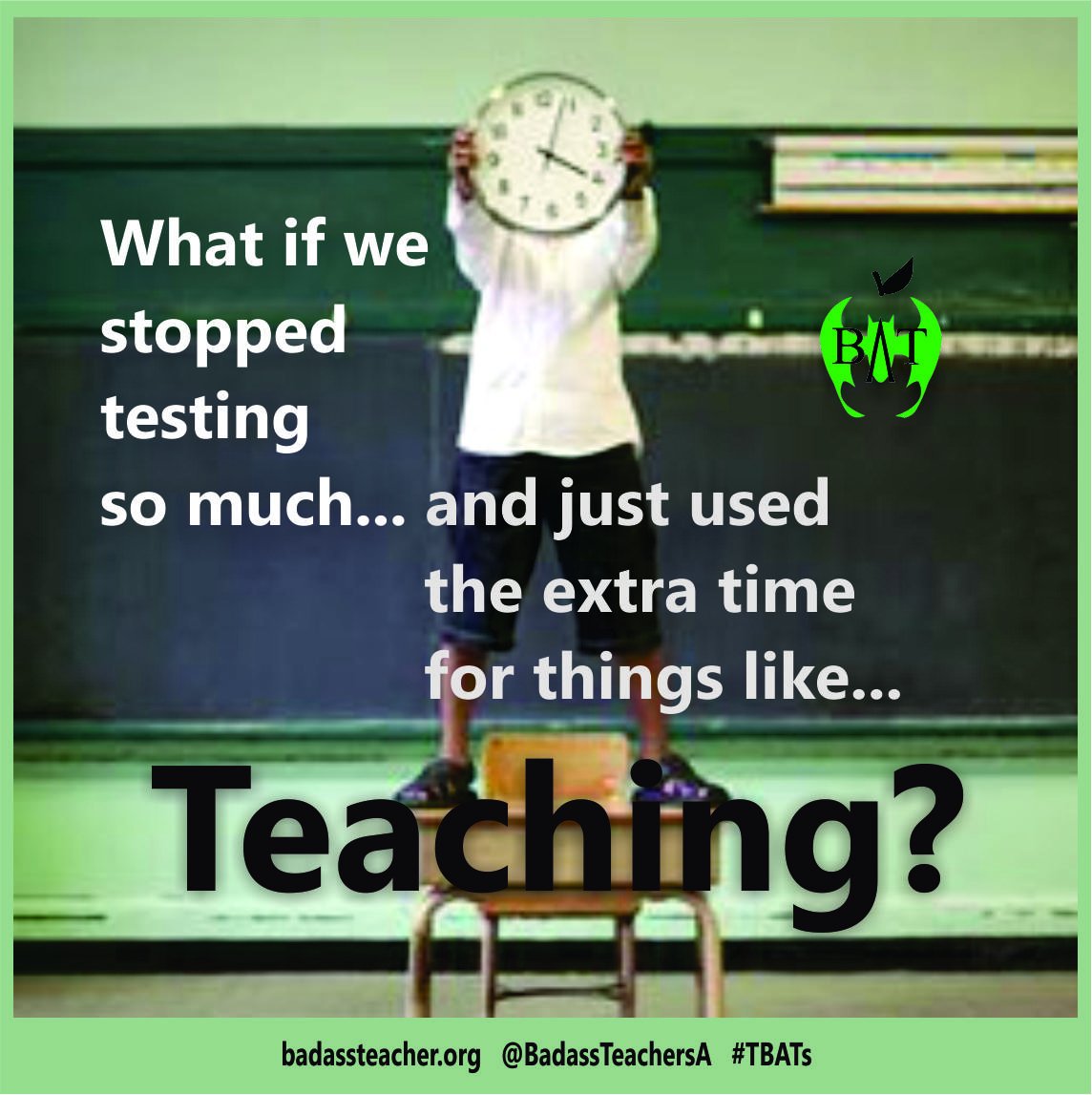 BadassTeachersA's tweet photo. There’s no academic standard that's truly culturally responsive. No test that can assess student engagement or depth of thinking. Instead we are required to do endless test prep that sucks the life out of public schools. #optout2019 @StevenSinger3
https://t.co/8tjCasAPW7 #TBATs https://t.co/iHjr1XTP7X
