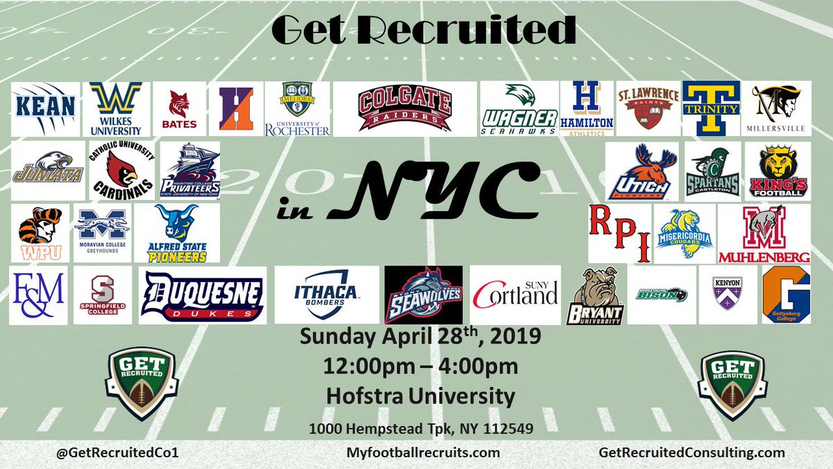 25 days till GET RECRUITED FOOTBALL CAMP hits the NYC!!!!  Over 30 schools in attendance.  Come show out in front of all them at 1 camp. Come get 30 chances to get OFFERS.  Get the EXPOSURE you are looking for.  Come GET RECRUITED!!!!!  DM w/ any questions!