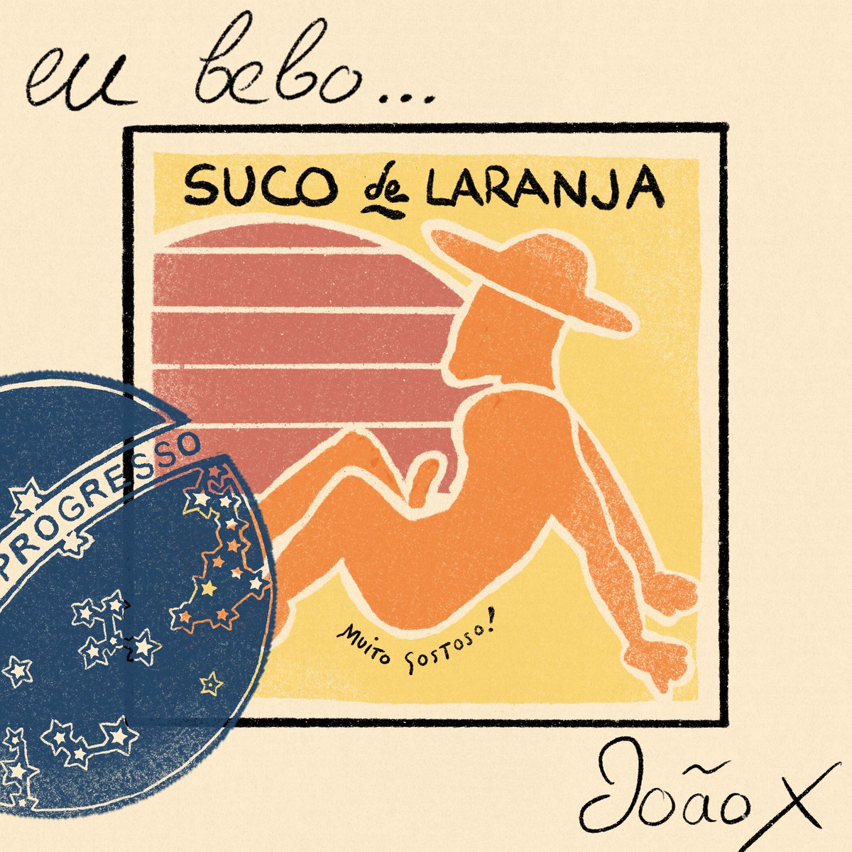 QueerCosmo's tweet photo. Postcard from Brazil 🇧🇷 

Eu bebo suco de laranja https://t.co/IkUwbzdRw2