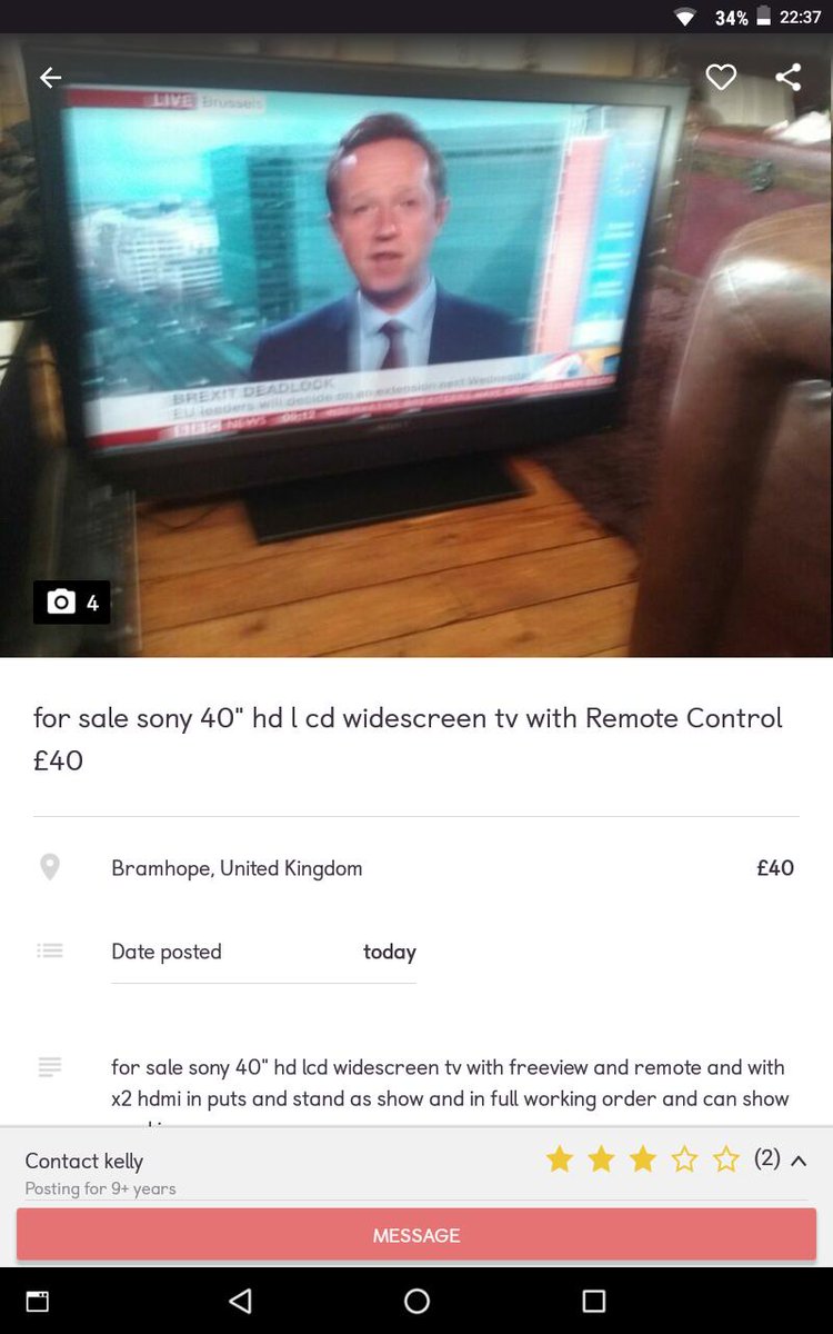 bpbatch1991's tweet photo. @adamfleming seeing your face/hearing your voice everywhere these days, even on Gumtree! Hopefully they didn't decide to suddenly sell up because of something you said 😂 #Brexitcast https://t.co/OxYlFTInOS