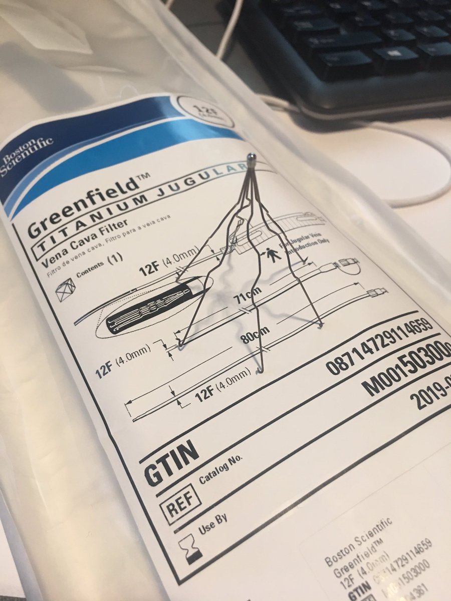 Our last titanium Greenfield expired today. Not that we put in a lot of them, but about once a year someone in our 13 hospitals with a nickel allergy needed a filter.#IamIR #IRad