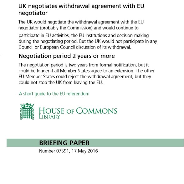 And the UK would, through Article 50, to negotiate the Withdrawal Agreement with the EU.