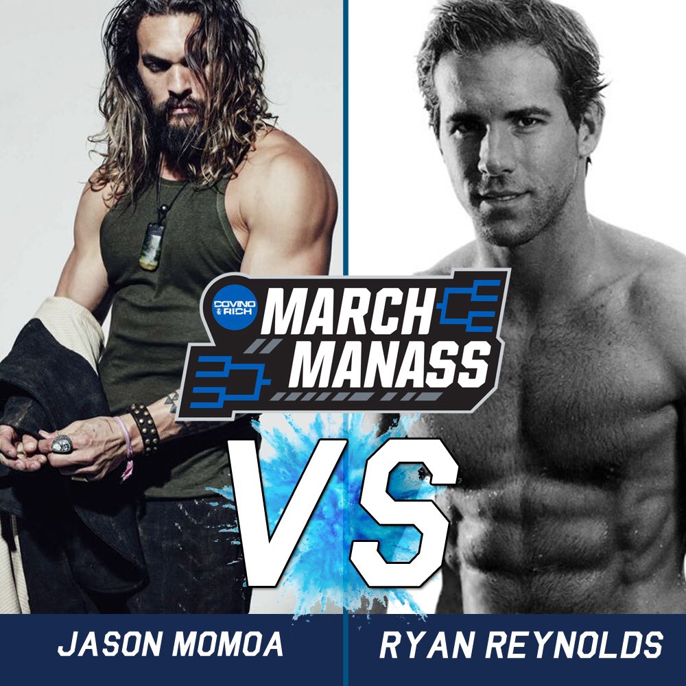 CovinoandRich's tweet photo. These #MarchManAss matchups are almost as toight as the competitors themselves. Vote now on our Instagram story @CovinoandRich to see who makes it into the championship match. #JasonMomoa vs @VancityReynolds &amp; @TheRock vs @chrishemsworth #TheShow @SIRIUSXM https://t.co/1F11L1jLfJ