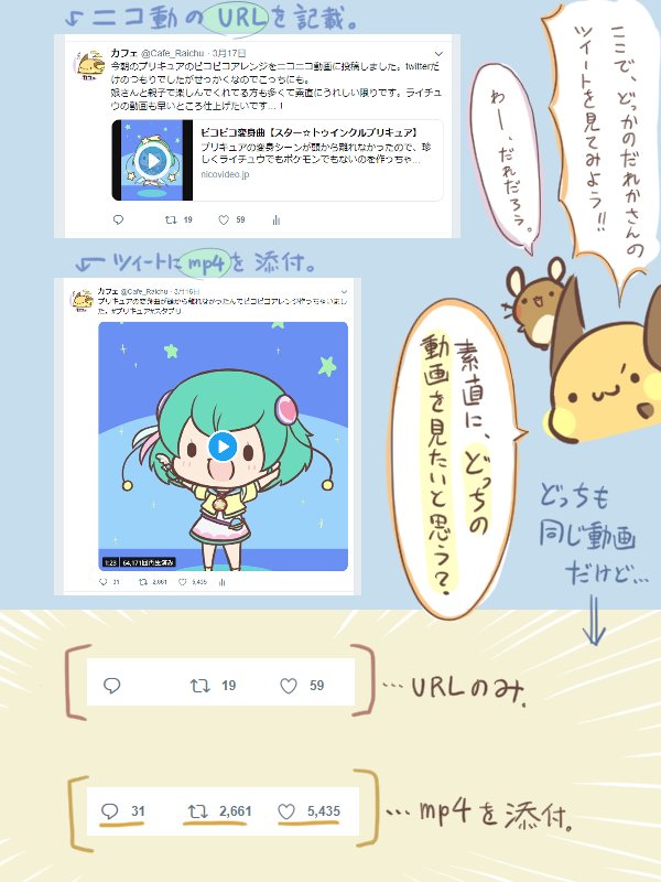 最近いくつか動画をあげてみて気づいたことをまとめました。
すごく普通の事を言ってますが、作品づくりって制作だけじゃなくて、どうしたらたくさんの人に届けられるかを妥協せず全力で考えなきゃなって思いました。
書きたいこと多すぎてまとめきれてないし、後半文字多くて読みにくいけど許してね。 