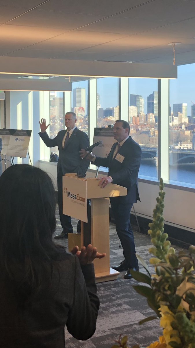 thedweagle's tweet photo. .@FlavinAtWPI introducing @MassGovernor at Mass Econ Corporate Welcome Reception.  #WelcomeToBoston.  Gorgeous Day in the city to introduce new companies to Mass. https://t.co/GMVFdDPdYD