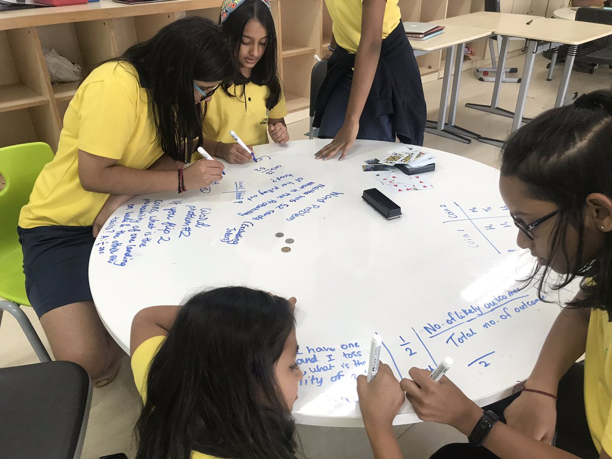 Students using #writable tables for #inquiry based probability real life problems. @veenadsilva @ois_primary