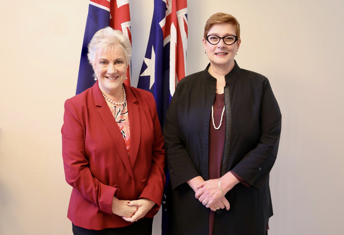 MarisePayne's tweet photo. Very pleased to meet today with New Zealand High Commissioner Dame Annette King, who has been busy around Australia since she arrived! We look forward to continuing to build our unique Trans-Tasman partnership. 🇦🇺🇳🇿 https://t.co/zn0f2qIIJI