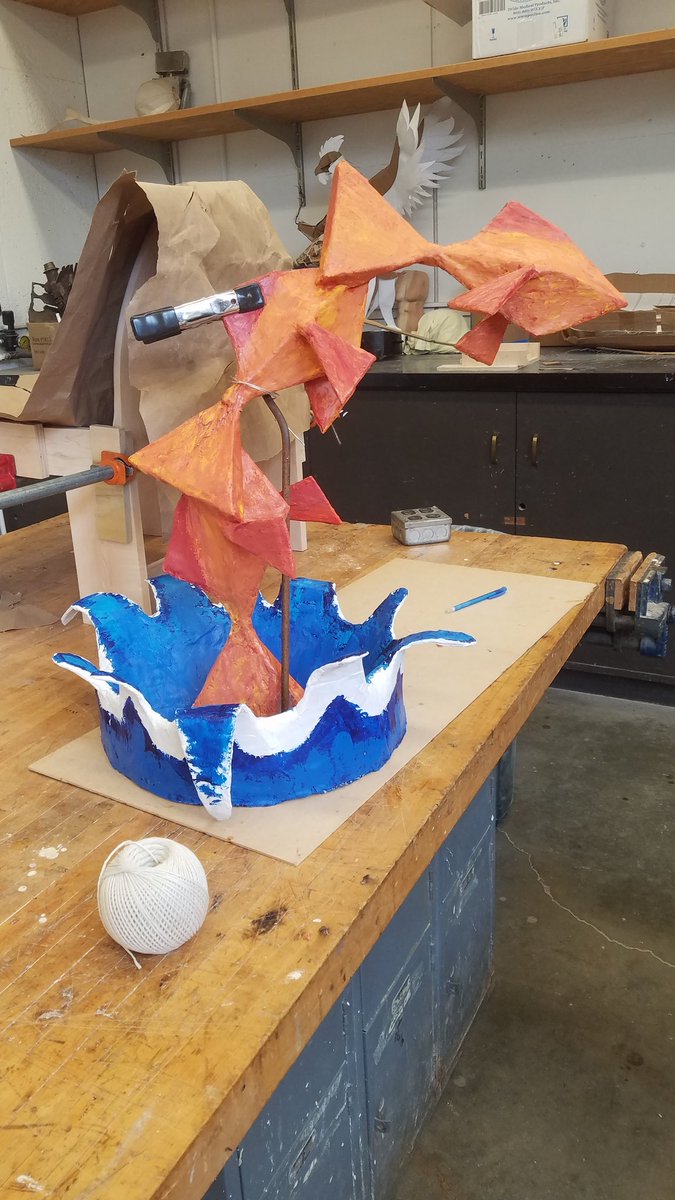 Loaf_Sprout's tweet photo. Three dimensional design assignment 2
Material: Paper mache
Principle(s) of design: Repetition, Movement
Element(s) of design: Color, Shape, Form
I want to submit it for the Student Art Show.
Finished by 3/8/19, 3:40PM
#papermache #fish #art #threedimensionaldesign https://t.co/srKWXwMCoQ