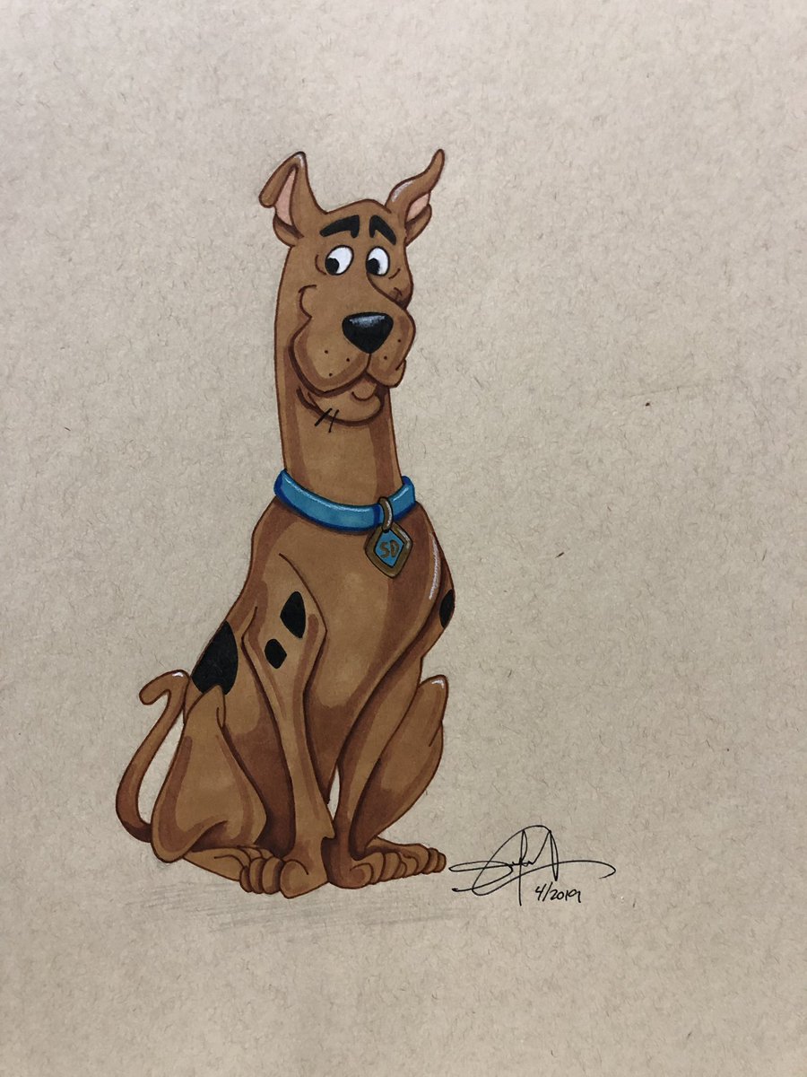 I asked Marco what he wanted me to draw him for his bday. He chose Scooby-Doo. I know his uncle Jimmy would approve. #scoobydoo #scooby #oldschoolcartoons #scoobysnacks #hannabarbera #draw #animation #prismacolor