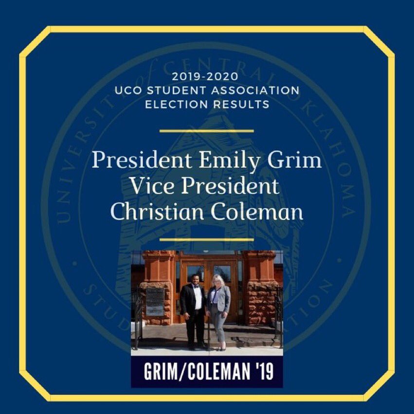 ClarkStueve19's tweet photo. Congrats to @GrimColeman19! You two ran an amazing campaign! We’re excited to see what your term has in store! https://t.co/4O1OWimuf0