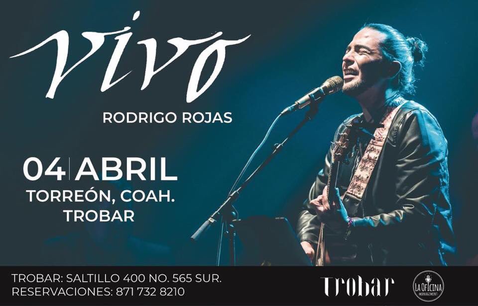 rodrigorojas1's tweet photo. Amigos de Torreón, nos vemos mañana en #Trobar para cantarles #VIVO. ¡Los espero! 

Informes y reservaciones al: (871) 732-8210 o por inbox del lugar. https://t.co/NAOfCrTwr0