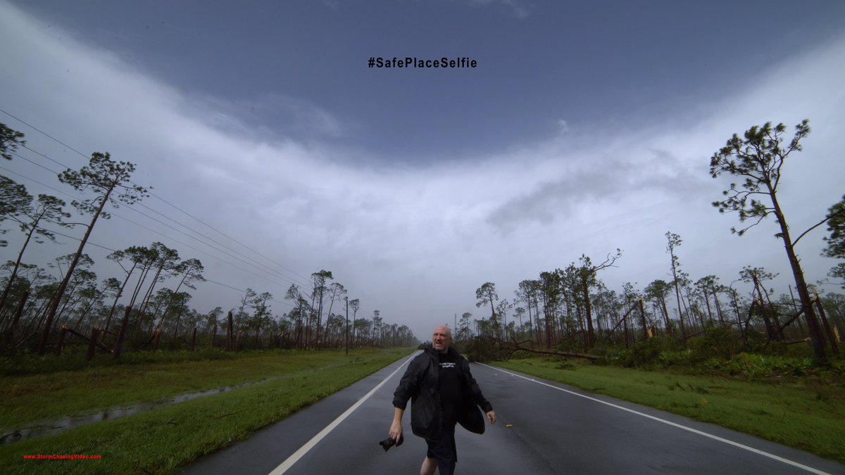 StormChasingVid's tweet photo. Ok, just had too...  Well, there was no wind, everything was calm, no storm surge and it was peacefull for about a half hour #SafePlaceSelfie  @mikebettes #WUTV #HurricaneMichael #InsideTheEye https://t.co/01XFD1NIDM