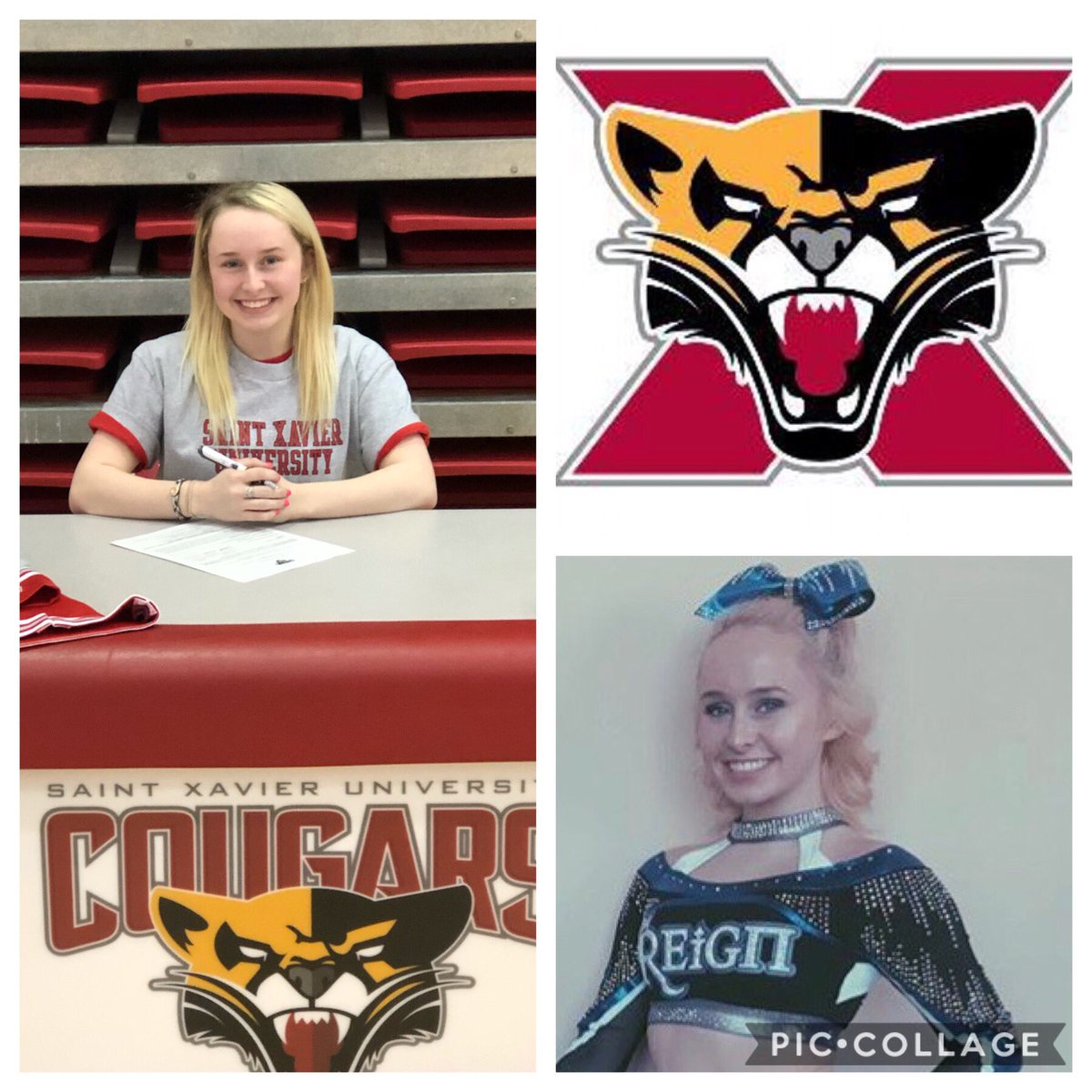 We are jumping for joy because Carmella has officially signed to be part of the SXU Cheer Program! Carmella come to us with several years of cheer experience. We are so happy she will be joining the Cougar family! ❤️🐾 #wearesxu #gocougs #sxubound