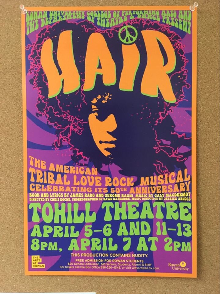 RowanProfecy's tweet photo. Hey Twitter! We’ve been given the opportunity to sit in on the final dress rehearsal of the musical Hair at Rowan, featuring our very own Nathan Benson! Stay tuned for some posts! #cometothebein https://t.co/BrdiB6L2Oq