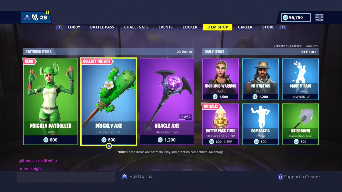 iTankid's tweet photo. Who needs V-Bucks for the New Cactus skin!? 🌵🔥

Like + RT
Follow me
Tweet me your console

Thank you for using code iTankidYT in the shop ❤️ https://t.co/oYYI7j0Nk1