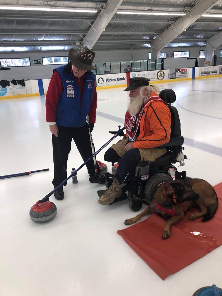 lifeatdeloitte's tweet photo. For our afternoon at the #NDVWSC, the @DeloitteGov volunteers transitioned to curling. We even got to spend time with our friend Paul Totman. You bet he got a few take outs! #DeloitteSupports https://t.co/n8SRGKspA3