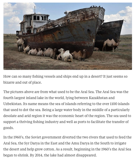 PlanMaestro's tweet photo. Stupidity in History: USSR dries up the Aral Sea (1960) 

"one of the planet's worst environmental disasters" (@quora) https://t.co/tiIdoQn2ng