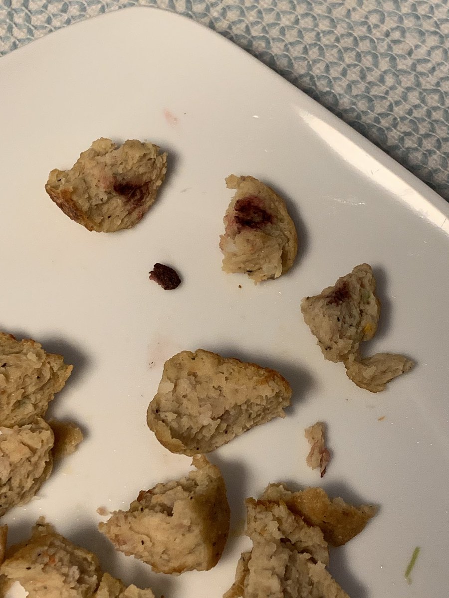 _aklaus_'s tweet photo. @KidfreshFoods I found what looks and feels to be a blood clot in one of the Mighty Meaty Chicken Meatballs. Can someone explain this? I’ve fed my toddler a LOT of these and I’ve never seen anything like this. It’s disgusting. https://t.co/7RJrc2DxQk
