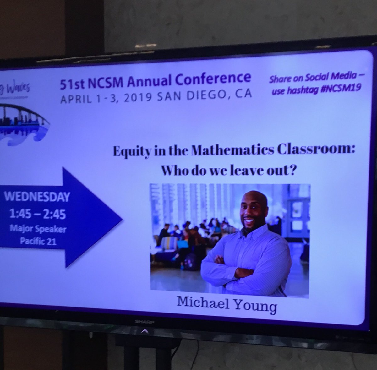 CapeSteam's tweet photo. The Dr. Michael Young. Who ruined math for you? With a heavy heart, we did. He wasn’t selling anything but the truth. #NCSM19 https://t.co/RJ1usaQkOd