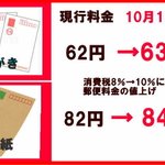 10月１日から切手・はがき値上げ‼郵便料金を消費税値上げに伴って‼