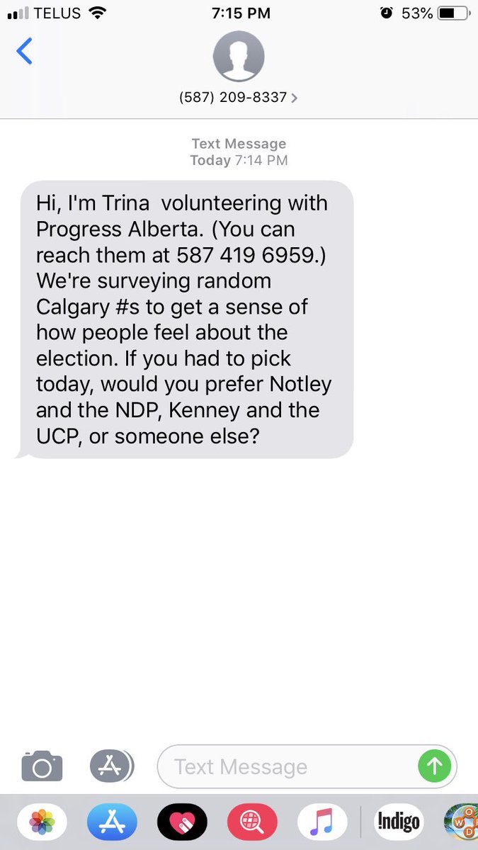 TedAndrew1's tweet photo. Just got this texted to me. Anyone else?
#abvote2019 https://t.co/FVxlQ8WNFW
