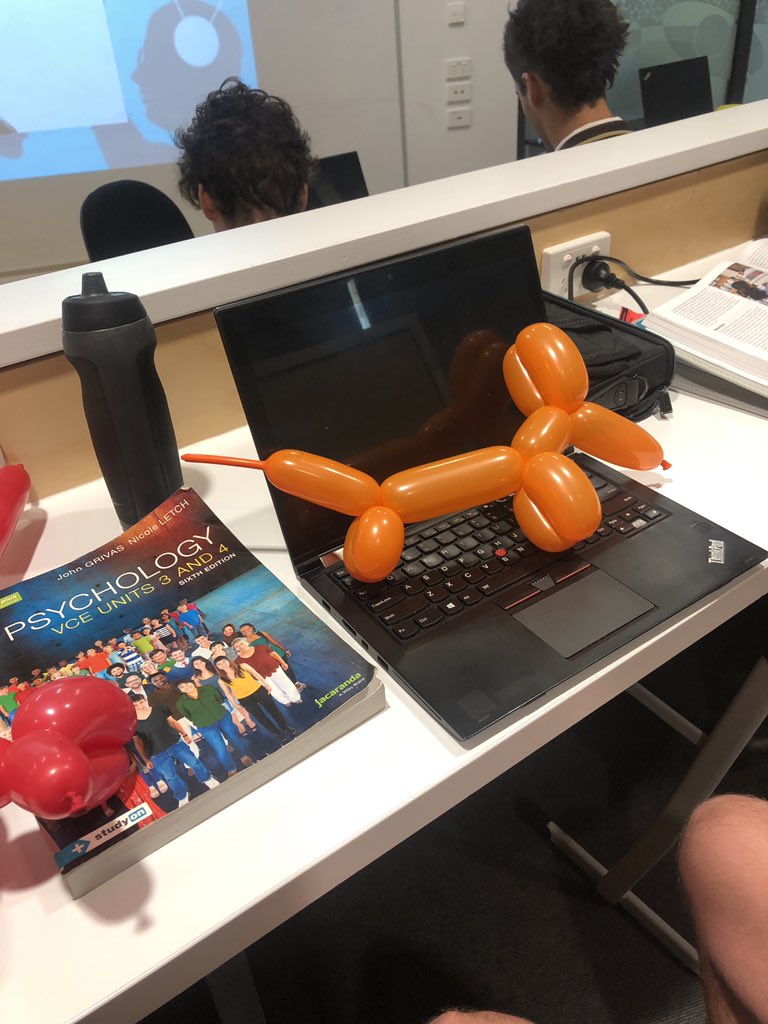 MsTarynBates's tweet photo. How do you learn through observation? VCE #Psychology students @WhitefriarsColl worked through the 5 stages of observational learning by making balloon animals! #WFCLearning #pop #circusclass https://t.co/xGeewf9jZw