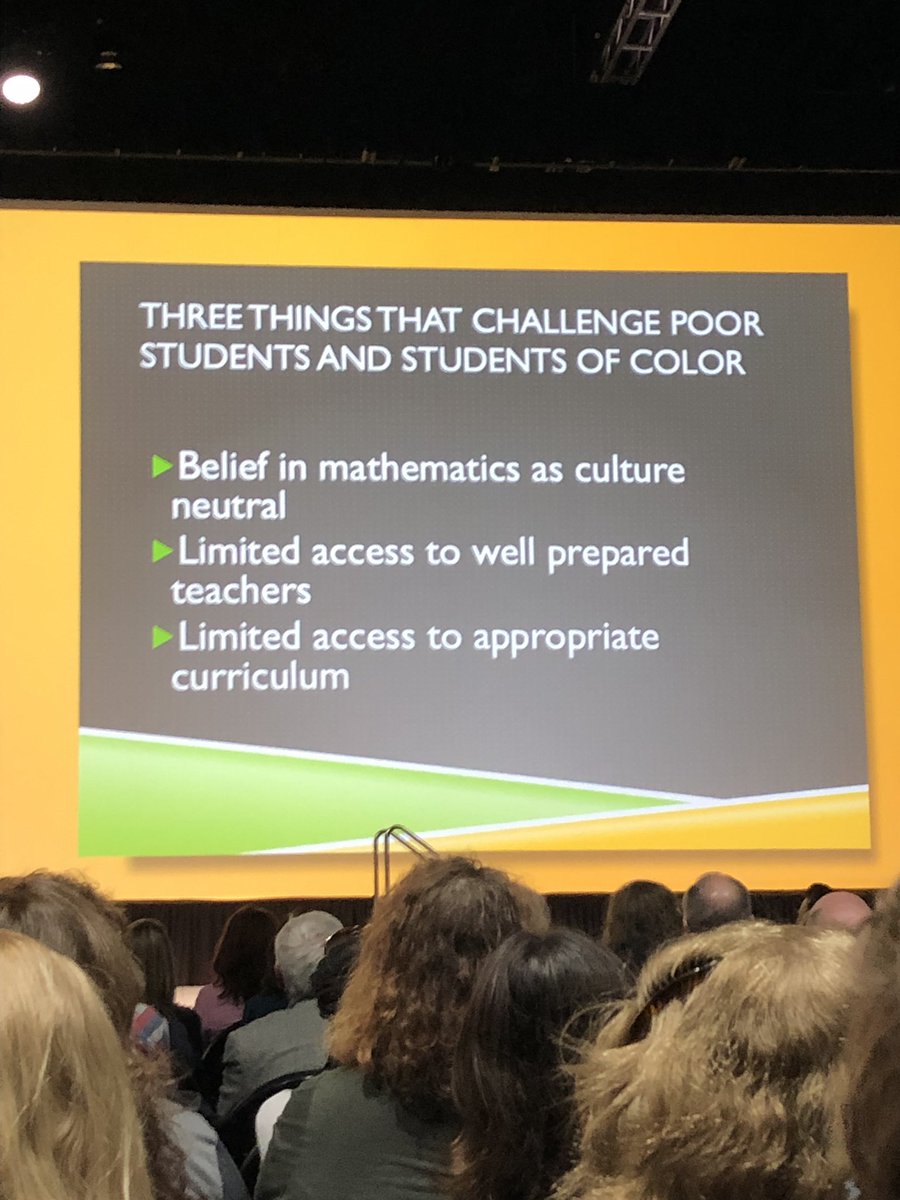 NicoleBridge1's tweet photo. Low-income Ss is color not only receive less qualified math teachers, but that they they are less like likely to receive effective Ts. @gjladson #NCTMSD2019 https://t.co/f0pibK64Vt