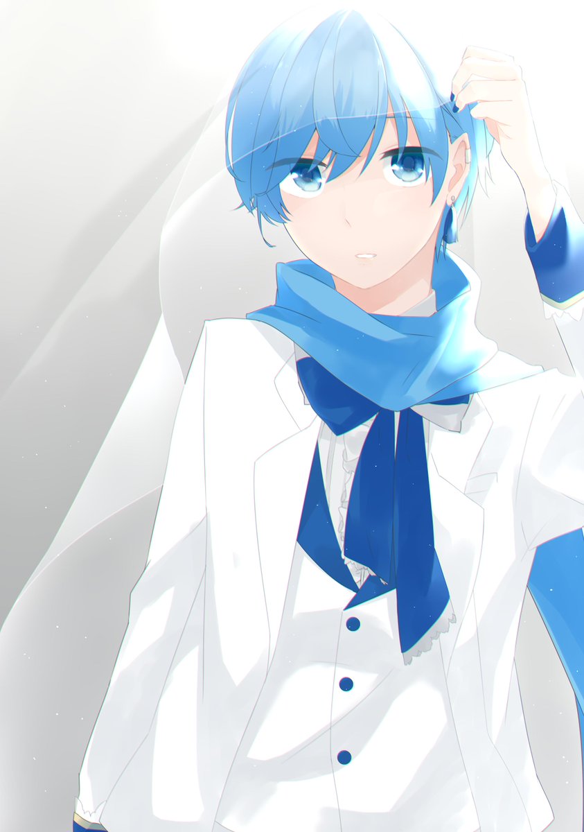藍染さんのkaito 白を基調とした服がピシッと決まっていてカッコいい 透明な布 Piapro ピアプロ のイラスト