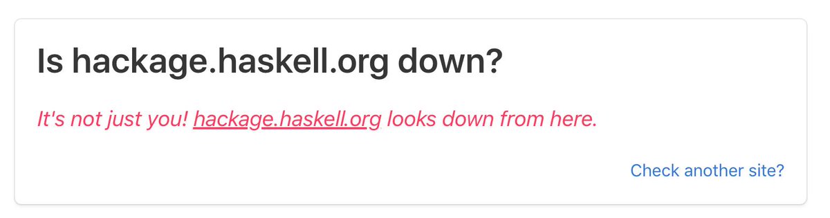 gasi's tweet image. Aaaah, Hackage is down!! 😱 #allsideprojectsonhold #haskell #hackage
