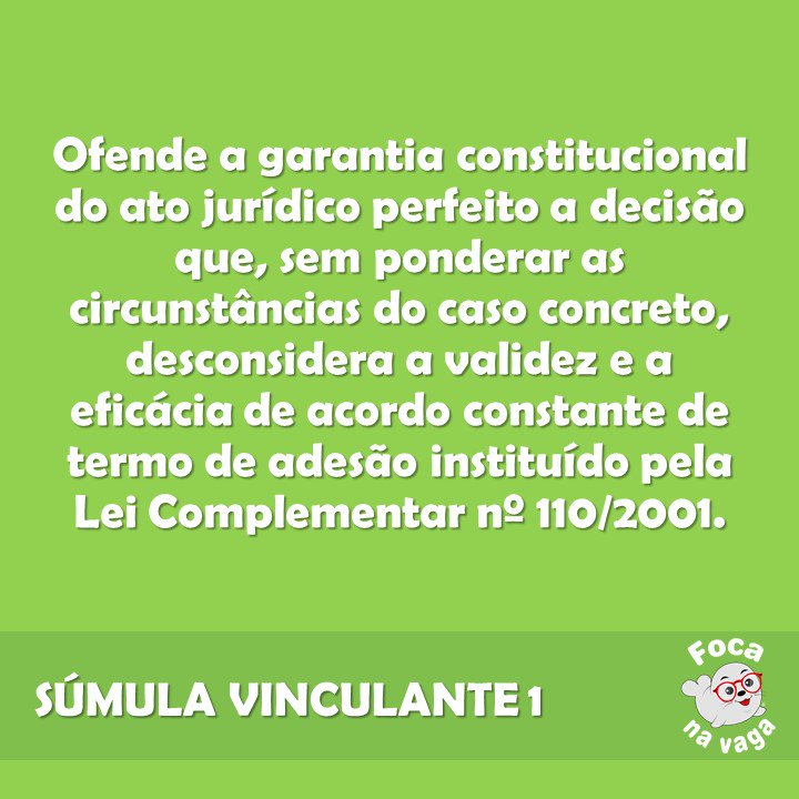 focanavaga's tweet image. 🤓 📚 LC 110/2001: Institui contribuições sociais, autoriza créditos de complementos de atualização monetária em contas vinculadas do Fundo de Garantia do Tempo de Serviço – FGTS e dá outras providências. 🎯💼 #stf #sumula #focanavaga