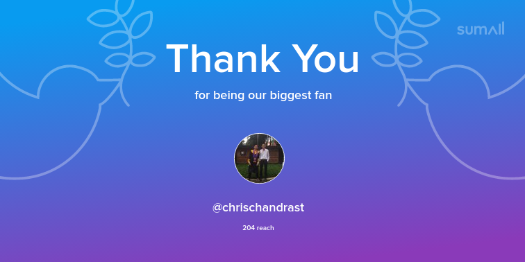 Our biggest fans this week: @chrischandrast. Thank you! via sumall.com/thankyou?utm_s…