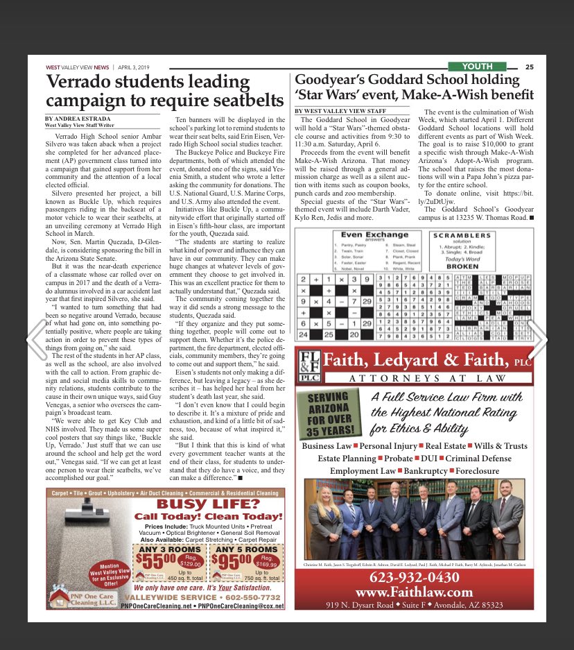 Featured in the <a href="/WestValleyView/">West Valley View</a>! 🙌🏼#VerradoBucklesUp