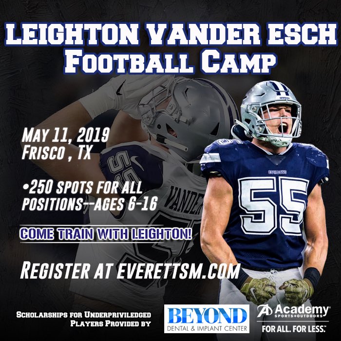 Excited to host my first @everett_sm camp in Frisco on May 11th! Big thanks to @beyonddentaltx & @academy for sponsoring deserving players to attend.