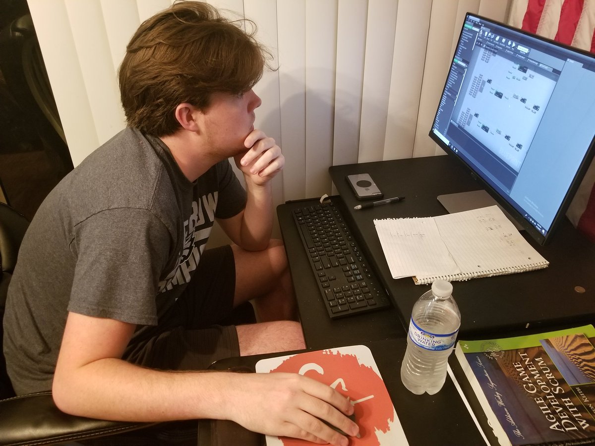 Myles our CTO hard at work building the algorithm for a damage indicator!  #indiedev #IndieGameDev