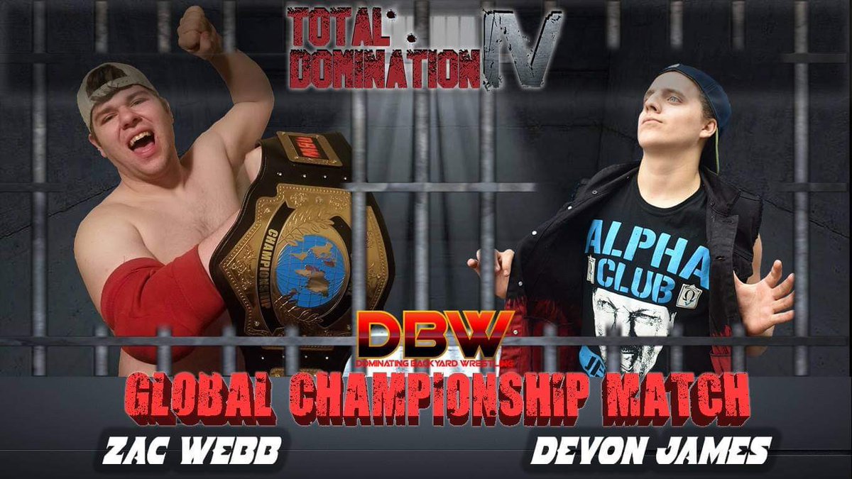 WrestlingDBW's tweet image. Here we go fans!!   The first official match announcement for #TotalDomination4 

The #GlobalChampion @DBW_ALLSTAR defends his title against his arch rival @REALDevonJames
