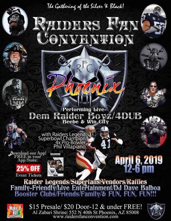 RaiderCannon's tweet photo. Raiders Fan Convention
April 6th
Phoenix, AZ
Tickets:
https://t.co/EQLqLgGzh5
@RFC_RaidersFans @demraiderboyz #4DUB @VillapianOk @gorillarilla
#raidernationevents #raiderfanevents https://t.co/n5E4pteF9h