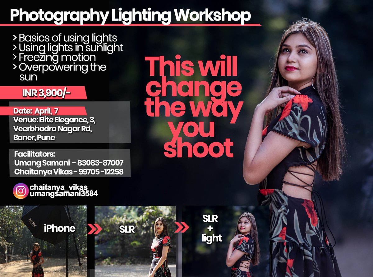Opportunity to learn Photography !!
This Sunday. Spread the word.
#Photography #OffcameraFlash #Pune #Workshop