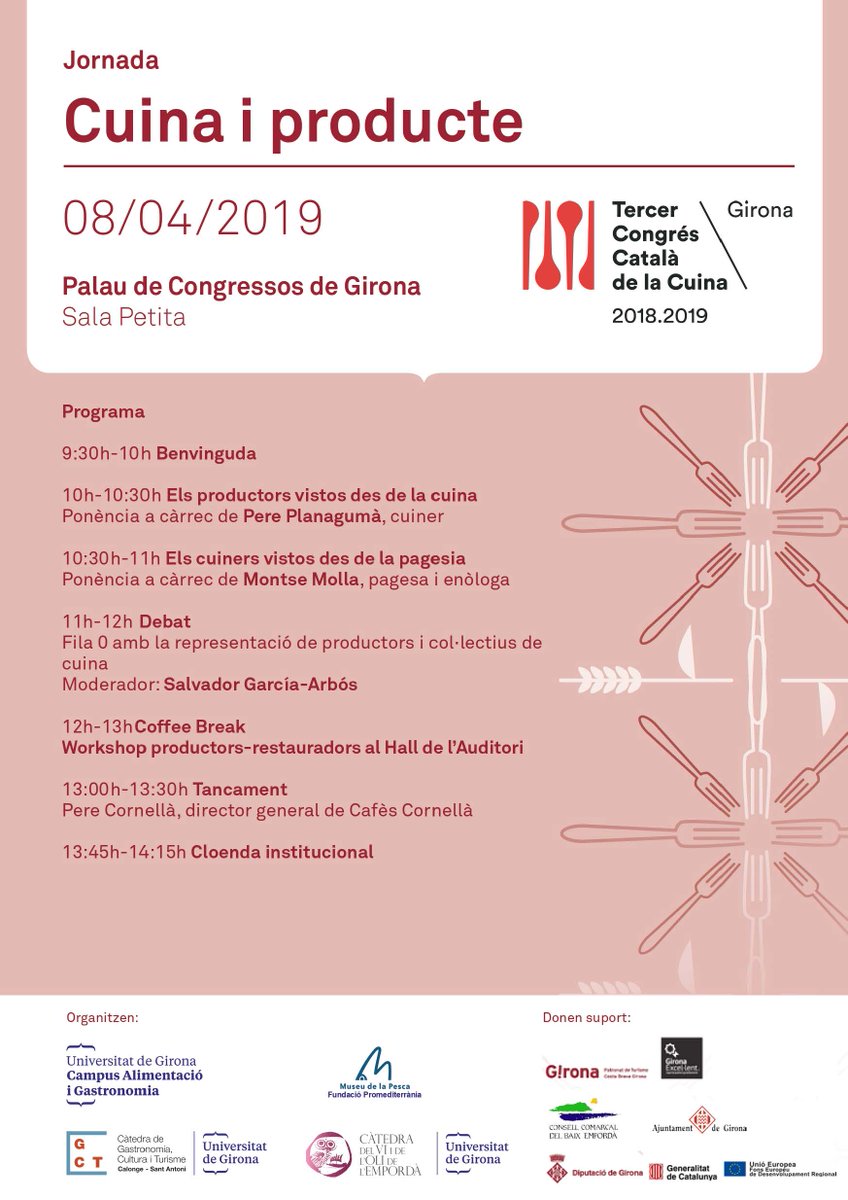XarxaTramec's tweet photo. Jornada per conèixer el punt de vista dels productors del sector agroalimentari i dels restauradors!

📆8 d'abril 🕰 9.30h  📍Palau de Congressos de Girona. Sala petita
➡️Més informació i inscripcions https://t.co/4Lyaat4Xa2 https://t.co/MxssPmlcOQ